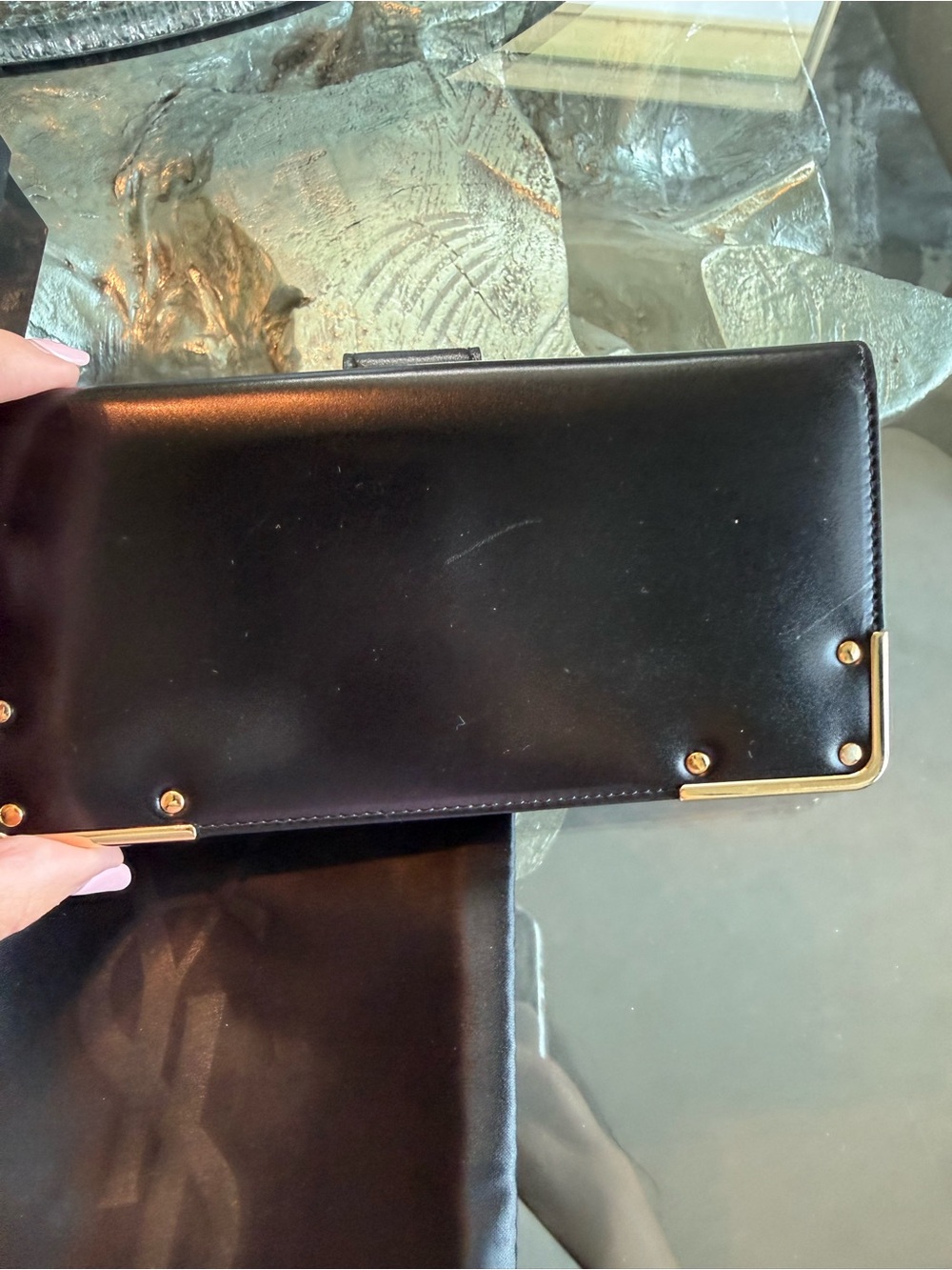 Yves Saint Laurent Black Leather Wallet and Card Holder with Gold Hardware - Picture 2 of 4